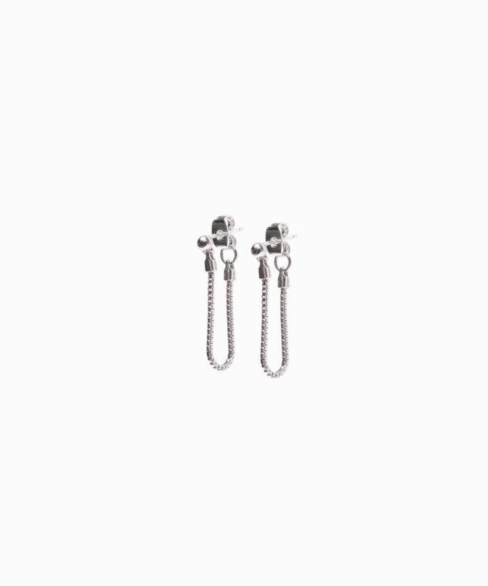 Silver box chain stud earrings